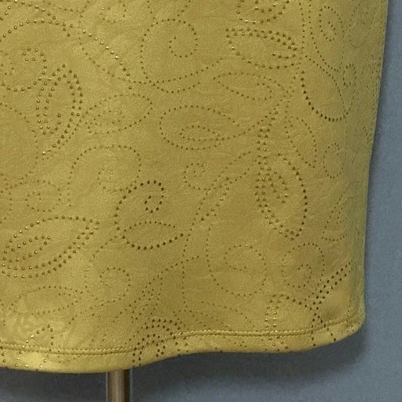 Vintage Y2K Womens Dress M Mustard Yellow Sparkle Fitted Bodycon Retro 90s USA - Picture 3 of 14